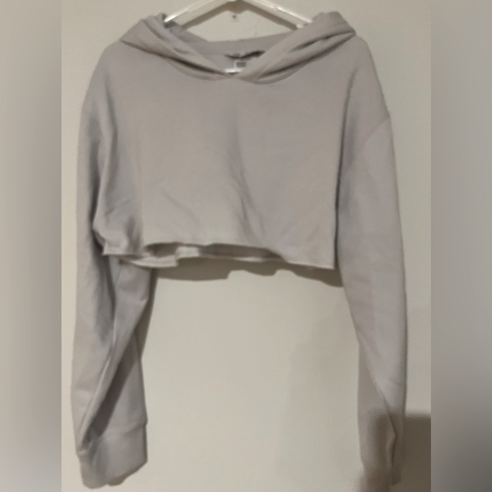 Cropped white hoodie